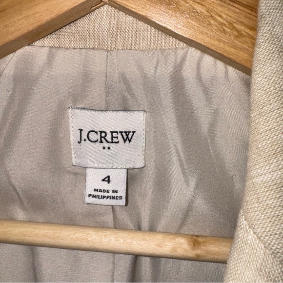 New J. Crew Alexandra Stretch Linen Blend Blazer 4 Ivory Beige - Picture 6 of 9
